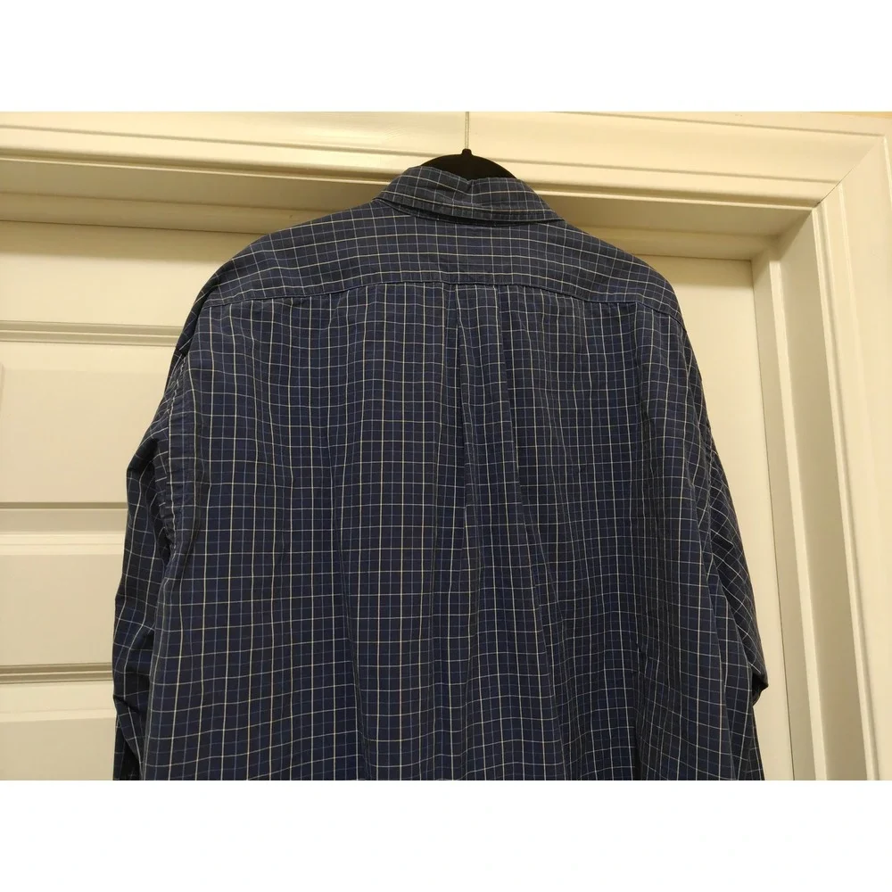 Polo‎ Ralph Lauren Blake Mens XL Navy Blue Grid Check Button Down Shirt Cotton